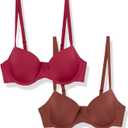 Women's Demi Cup Microfibre Bra with Adjustable Straps (34DD, Chocolate/Red)