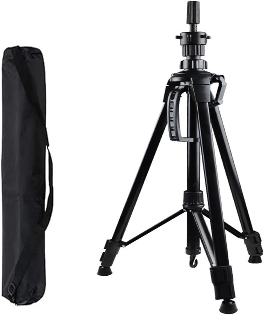 Mannequin Head Stand, 57 Inch Adjustable Wig Stand Tripod Metal Upgrade Foldable Wig Tripod Stand for Cosmetology Hairdressing Training