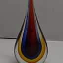 9" Tall Sculpture Hand Blown Glass Decor, Paperweight for Office Desk, Modern Glass Art Figurines Mediterranean Beach House Decor, Living Room Coffee Shelves Table Top Decoration (Red)