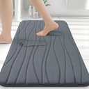 Buganda Memory Foam Bathroom Rug Mat 24x16, Extra Soft and Absorbent Bath Mats, Non-Slip and Machine Washable Bath Rugs for Bathroom Floor,Tub and Shower, Dark Grey