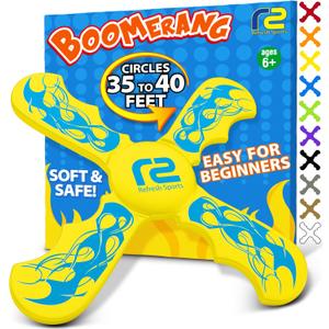 Kids Beach Toys Boomerang - Ultimate Beach Boomerangs for Beaches - Fun Easter Basket Stuffers for Boys & Girls - Playdates Sand Toys Soft Colorful Designs & Tons Of Fun Toy Easter Gifts For Kids (Yellow)