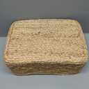Ottoman Foot Stool Rectangular Footrest Natural Seagrass Footstool with Wooden Legs Hand Weave Multifunctional Modern Dressing Stool, Sofa Side Table for Bedroom for Living Room (Nature)