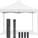 OLIXIS 10x10 Ft Pop Up Canopy Tent, Waterproof Portable Outdoor Shade Canopy with Sand Bags for Beach, Backyard Parties & Events, Pure White