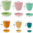 SupKing Plant Pots with Drainage Saucers 7.5/6.7/6/5/4/3.5 Inch Set of 6,Plastic Flower Pots Planters with Multi Mesh Drainage Holes Multicolor Nursery Planting Pot for Indoor Outdoor Garden Plants