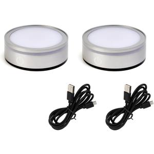 BS Round Crystal Display Base - 6-Color Touch LED Platform for 3D Art, Home Decor & Holiday Gifts (2.682.681.18in) Set of 2