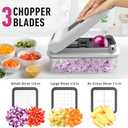 Mueller Pro-Series V Blade Vegetable Chopper, Onion Chopper, Egg Slicer, Spiralizer, Dicer, Food Chopper Veggie Fruit Cutter, French Fry Cutter, Kitchen Gadgets 2024 w Food Container White Sand/Grey (5 Blade)