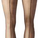 Hanes Script Women's Fashion Backseam, Graduated Compression, Control Top, Sheer Toe, Panthyhose (Medium, Black)