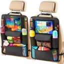Helteko Car Seat Organizer, Ultra Version Kids Backseat Car Organizers and Storage, Waterproof Back Seat Protector Kick Mats with Tablet Holder 12" Car Accessories Interior, Black 2 Pack