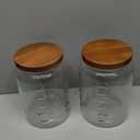 1 Gallon Glass Mason Jar with Airtight Wooden Lid, Wide Mouth Large Food Storage Container with Measurement Markings For Kitchen Pantry, Pickling, Cookies, Flour & Sugar - 2 Pack