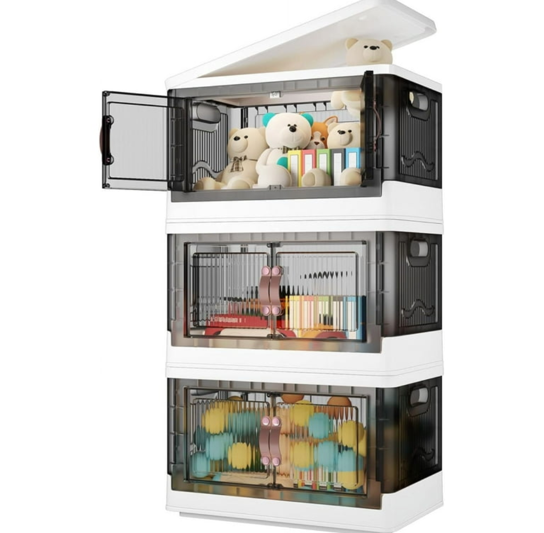 Storage Bins with Lids - 144QT Large Plastic Storage Bins Closet Organizers and Storage, Foldable Stackable Storage Containers for House Organizing Bedroom Dorm Room