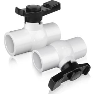 FANOVO 1 inch PVC Ball Valve, 2pcs Slip PVC Shut Off Water Valves with Double Socket Full Flow Port, Schedule 40 Plastic Control Valve, Using for CommercialSwimming Pool, Irrigation System