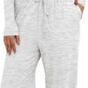 Darong Women's 2 Piece Outfits Lounge Sets 2025 Fall Long Sleeve Tops Wide Leg Pants Casual Matching Set (White Grey(regular)) XS