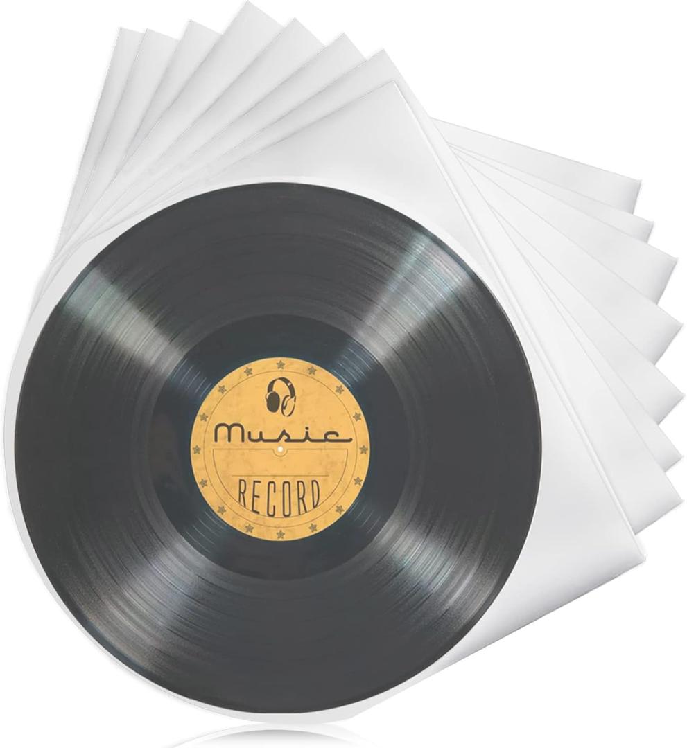 Fasmov 200 Pack LP Vinyl Record Inner Sleeves, 12 Inch Plastic Covers, Protective Round Bottom Sleeves for 12' Albums, Translucent
