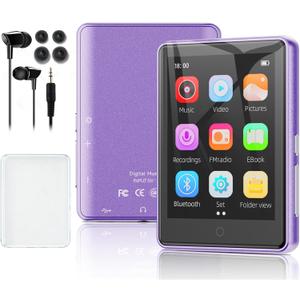 64GB MP3 Player with Bluetooth 5.3, 2.8 Inch Touch Screen, HiFi Sound Portable Music MP4 Player for Kids,Built-in Speaker,Recording,FM Radio,Random sequential Folder Play Expandable up to 128GB