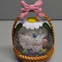 Easter Snow Globe Bunny Snow Globe Basket with Timer, USB and Battery Powered, Easter Decorations for Home Eggs Basket, 4.5"L x 2.6"W x 10.2"H