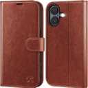 OCASE Compatible with iPhone 16 Wallet Case, PU Leather Flip Folio Case with Card Holders RFID Blocking Kickstand [Shockproof TPU Inner Shell] Phone Cover 6.1 Inch 2024, Dark Brown