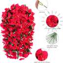Faux Bougainvillea Artificial Flowers Plants for Outdoor Outside Decoration, 2 PCS Red Fake Flowers UV Resistant Look Real Silk Long Trailing Vines for Front Door Porch Planter Urn Patio Garden Yard
