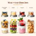 ComSaf Overnight Oats Containers with Lids (16OZ+4OZ, 2PCS) On-The-Go Dual-Laryer Yogurt Parfait Cups with Dry and Wet Separation Mason Jars for Chia Pudding Cereal Nut Fruit Meal Prep Salad
