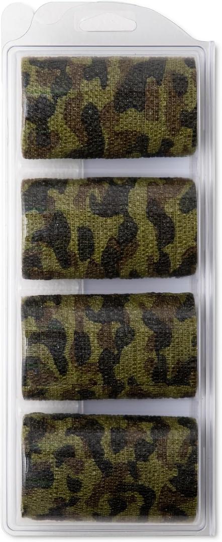 PowerFlex Equine  Extra Strong Self-Adhering Bandage Wrap  Wound Care, Compression & Support Bandage for Horses, Cows & Dogs  Woodland Camo, 4 inch, 4 Rolls (Resealable Case)