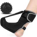 Plantar Fasciitis Night Splint Sock with Massage Ball for Plantar Fasciitis Relief, Soft & Comfortable Foot Brace for Achilles Tendonitis Heal Spur Foot-drop Flat-arch for Women and Men, Medium-Black