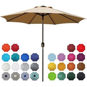 9' Outdoor Patio Umbrella, Outdoor Table Umbrella, Yard Umbrella, Market Umbrella with 8 Sturdy Ribs, Push Button Tilt and Crank