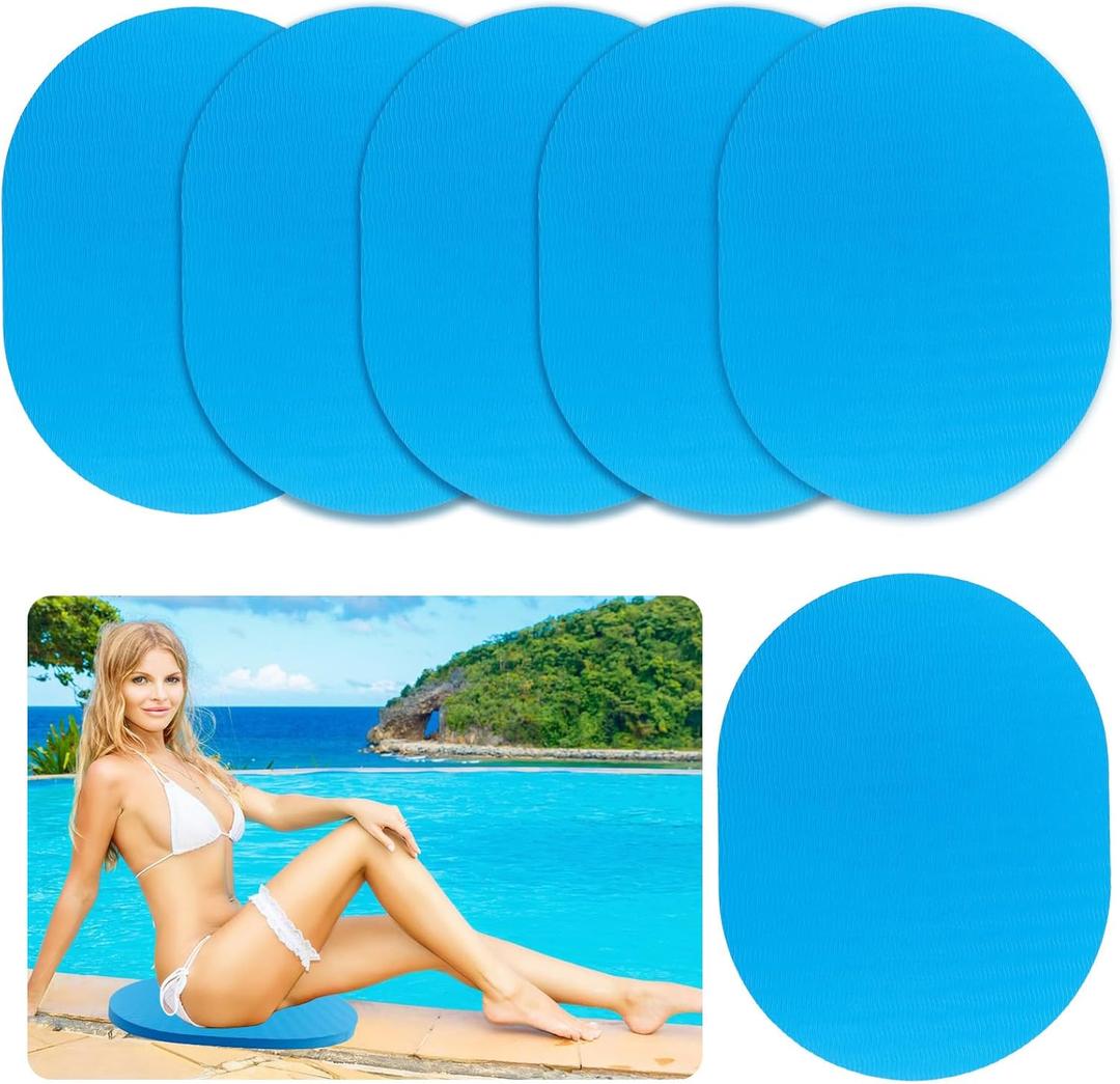 6 Pcs Poolside Seating Mat Seat Cushion, Soft Oval Foam Poolside Cushion for Edge of Pool, Portable Seat Mat for Side of Pool, Poolside Seat Pad for Above Ground Pools Lounging