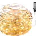 Minetom Fairy Lights Plug in, 33Ft 100 LEDs Waterproof Silver Wire Firefly Lights, Adaptor Included, Starry String Lights for Wedding Indoor Outdoor Christmas Patio Garden Decoration, Warm White