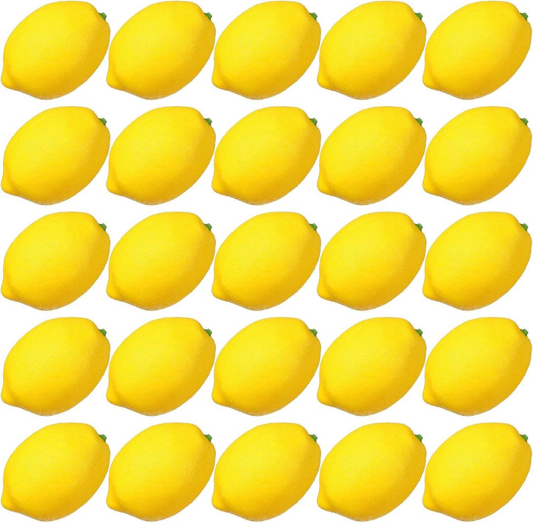 MAQUITA 25 Artificial Lemons Artificial Fruits Fake Lemons Lifelike Lemonade Simulation Party Kitchen Table Summer Decorations Vase Filler Photographic Props