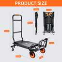 Folding Hand Truck，500lbs Capacity Heavy Duty Carrying Hand Cart，Ironton Steel Hand Truck with 4 Rotate Wheels，for Luggage, Moving, Shopping, Office,Travel Use(Orange)