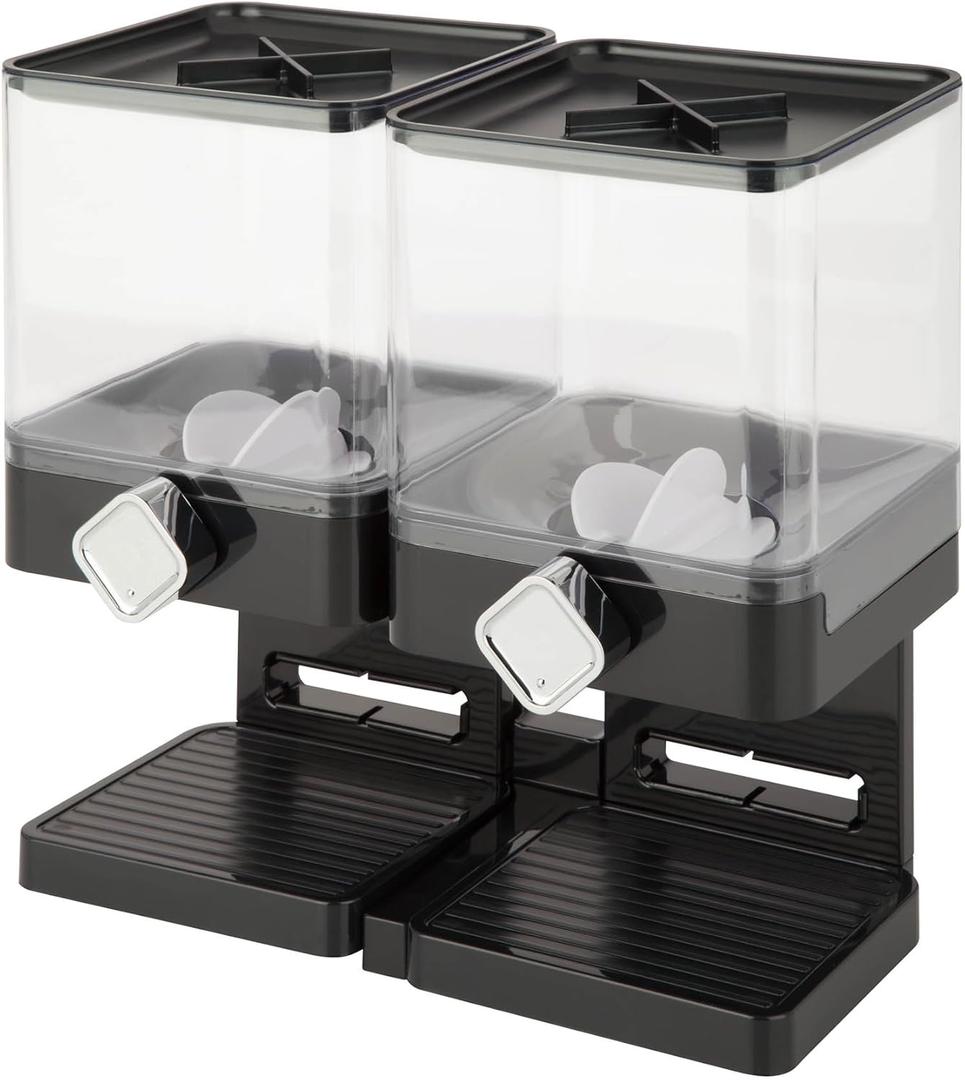Honey-Can-Do Zevro Compact Dry Food Dispenser, Dual Control, Black/Chrome