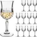 YARYOUNG Wine Glasses Set of 12, 7.5Oz Crystal Clear Cordial Glasses with Stem, Vintage Embossed Cordial Glasses, Goblet Glassware for Wine, Whiskey, Liqueur, Perfect for Party, Wedding, Anniversary