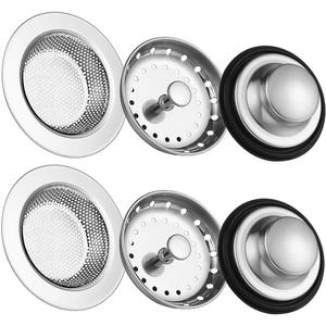 Kitchen Sink Drain Strainer 6 Pack Stainless Steel Sink Stopper, Anti-Clogging Kitchen Sink Drain Basket for Kitchen Sink Strainer Replacement Set (Silver)