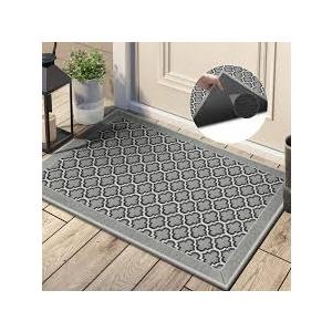 Color&Geometry Door Mat Indoor Entrance 36"x60", Front Door Mat Indoor Rugs for Entryway Non Slip Washable Low-Profile Entryway Rugs Entry Mat Rug Doormat, Grey(Rolled-up NO Creases)