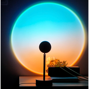  Sunset Lamp Projection Rotation Rainbow Projection Lamp Led Romantic Visual Led Light Network Red Light with USB Modern Floor Stand Night Light Living Room Bedroom Décor 
