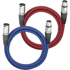 Premium XLR Male to Female 3 Pin Plug Nylon Braided Shielded Professional Mic Audio Balanced Cable for Recording Applications,Mixers,Speaker Systems (2m/6ft)