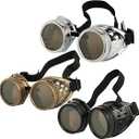 3 Pcs Retro Steampunk Goggles for Women Victorian Silver Sunglasses Goggles Black Punk Gothic Glasses for Halloween
