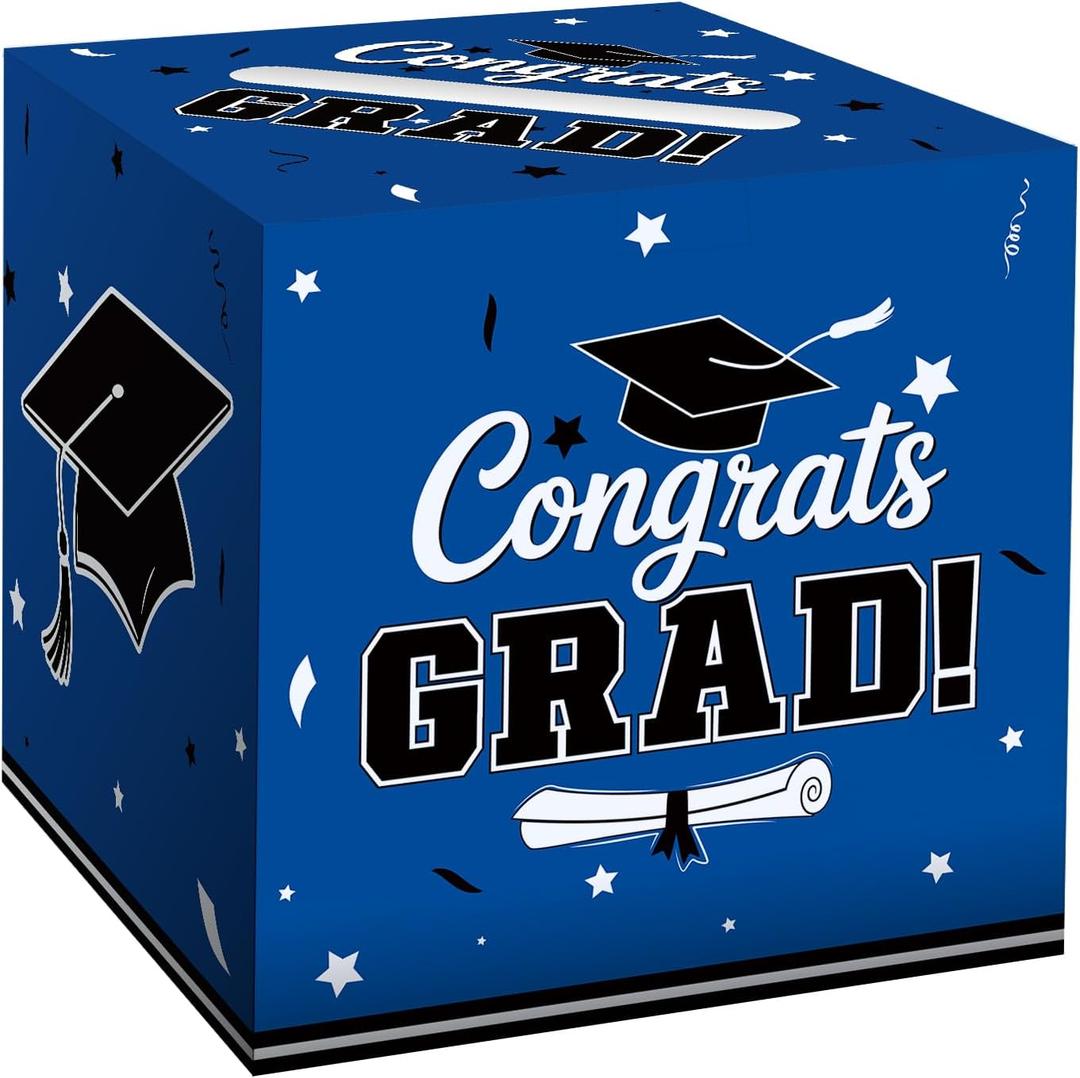 2 x Graduation Card Box 2026 - Gift Holder for Graduation Party Decorations, Blue