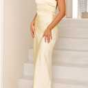 Summer Satin Maxi Dresses for Women 2025 Elegant Classy Silk Formal Sleeveless Open Back Spaghetti Strap Wedding Guest Dress (Yellow, S)