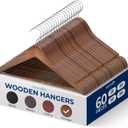 SereneLife 60-Pack Vintage Wooden Suit Hangers  Heavy-Duty, Non-Slip Clothes Hanger Set with 360 Chrome Swivel Hook & Notches  Solid Wood Coat Hangers for Suits, Jackets, Dresses & More