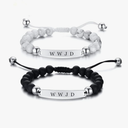 ZKXXJ WWJD HWLF Bracelet Set for Men Women,Adjusted Black White Beaded Onyx What Would Jesus Do He Would Love First Bracelets Inspirational Religious Reminder Jewelry Baptism Easter Gift