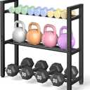 Dumbbell Rack Stand Only, Weight Rack for Home Gym, Heavy-Duty Kettlebell Rack, 3 Tier Adjustable Weight Storage Racks, Space-Saving Home Gym Organizer