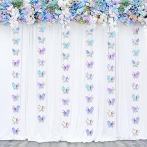LITAUS 3D Butterfly Garland - Iridescent, Set of 4 | Hanging Butterflies Decor for Baby Shower, Birthday, Wedding & Bridal Party | Butterfly Theme Backdrop, First Birthday Decorations