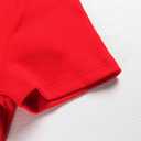 Roselux Women Crew Neck Ribbed Fitted Tight Tshirt Short Sleeve Shirt Basic Knit Top (Red, M)