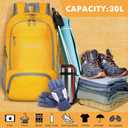 ZOMAKE Lightweight Packable Backpack 30L, Foldable Hiking Backpacks Water Resistant Compact Folding Daypack for Travel(Yellow), Medium