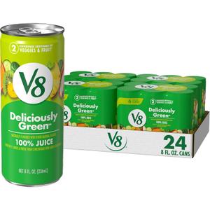 V8 Deliciously Green 100% Fruit and Vegetable Juice, 8 fl oz Can (6 Pack) (Case of 4)
