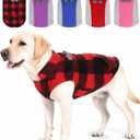 KOOLTAIL Dog Fleece Vest Sweater, Warm Puppy Christmas Jacket with Dual Leash D-Ring and Pocket for Small Medium Large Dogs, Soft Pet Winter Cold Weather Coats Fall Clothes Hoodie Boy Girl,Red Plaid L