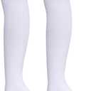Bestjybt Women Thigh High Socks Cotton Warm Over the Knee Socks Long Knee High Boot Stockings Leg Warmer (One Size Tall, White)