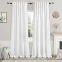 White Semi Sheer Linen Curtains 90 inch Length for Living Room Back Tab Rod Pocket Modern Farmhouse Coastal Decor Off White Cotton Textured Gauze Curtains 90 inches Long for Dining Room Office