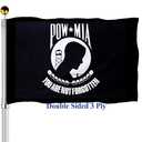 Mia Pow Flag 3x5 Outdoor Double Sided- Black You are Not Forgotten Prisoner of War Military Flags Heavy Duty 3 Ply Fade Resistant for Outside Outdoor Indoor