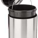 Amazon Basics Round Cylindrical Home Office Trash Can With Soft-Close Foot Pedal, 20 l /5.3 gallon, Brushed Stainless Steel